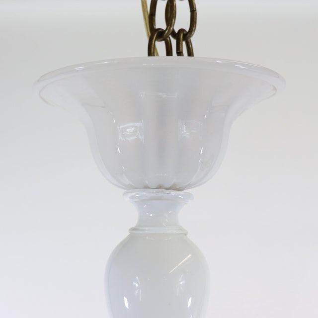 Mid-Century White Latticino Murano Frond Light For Sale In Chicago - Image 6 of 12
