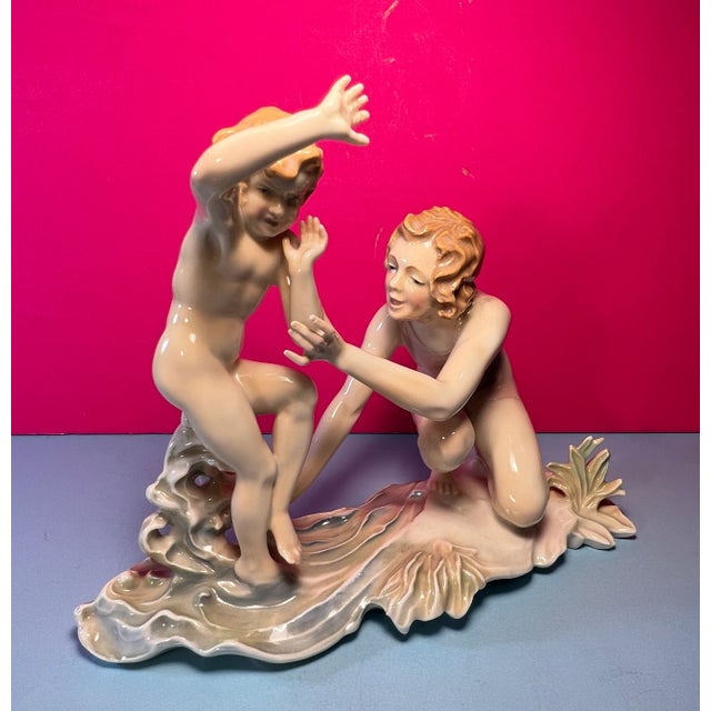 Early 20th Century Karl Ens Figurine Mother Child Beach For Sale - Image 5 of 12