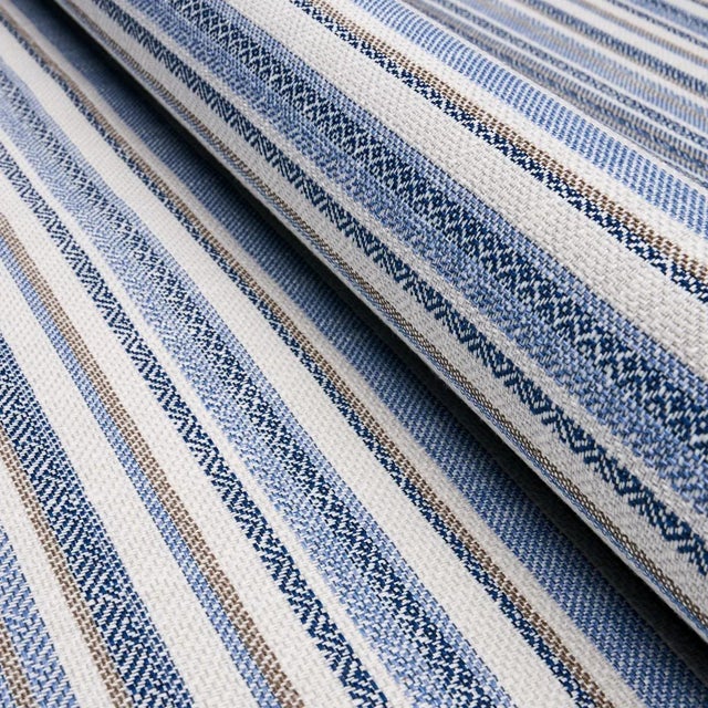 Rustic Schumacher Dylan Indoor/Outdoor Fabric in Blue For Sale - Image 3 of 3