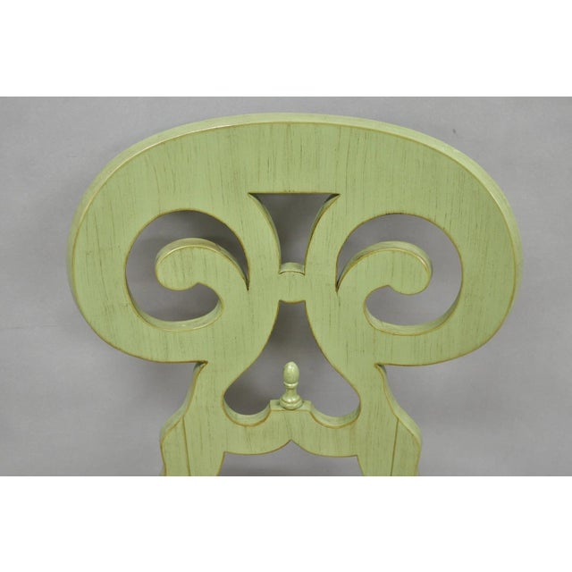 Wood Contemporary Regency Style Red Green Yellow Scroll Back Dining Chairs - Set of 8 For Sale - Image 7 of 18
