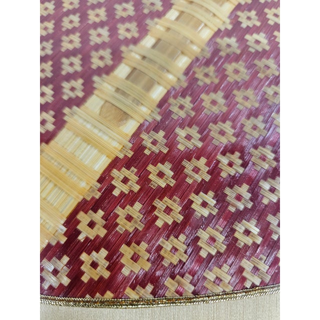 Wood Thailand Woven Heart Shaped Rattan Hand Fan in Shadow Box For Sale - Image 7 of 10