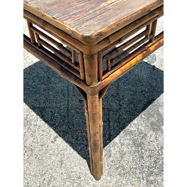 Late 20th Century Vintage Asian Rattan Fretwork Game Table For Sale - Image 5 of 12