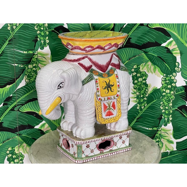 Mid Century Glazed Ceramic Elephant Garden Stool Chairish