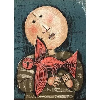 1973 Graciela Boulanger Original Lithograph Enfant Et Oiseau 6 For Sale