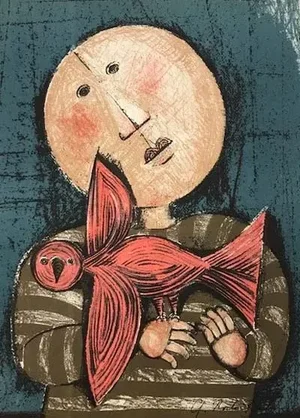 1973 Graciela Boulanger Original Lithograph Enfant Et Oiseau 6