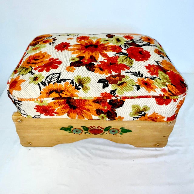 1930s Arts & Crafts Mission Pine Monterey Furniture Ottoman Footstool, Newly Upholstered. For Sale - Image 6 of 8