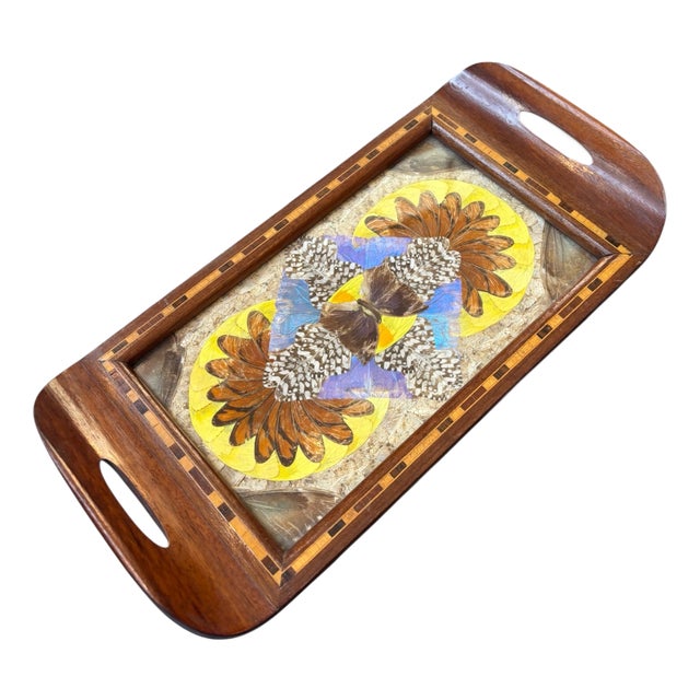Vintage Morpho Butterfly Tray, 1940s For Sale
