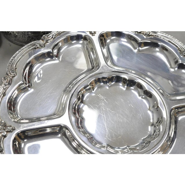 Vintage Victorian Silver Plated Lazy Susan Revolving Serving Platter Party Tray For Sale - Image 11 of 14