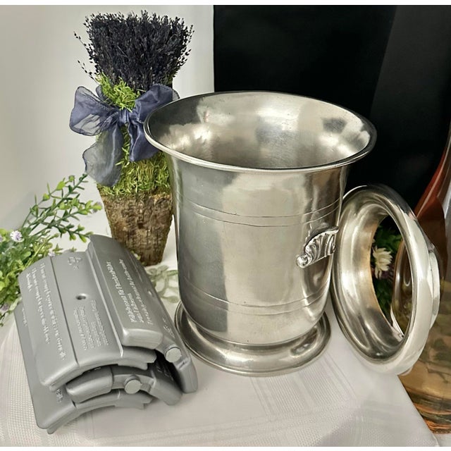 Traditional Vintage Italian Pewter Ice Bucket / Crafted in Italy Champagne Holder / Wine Chiller For Sale - Image 3 of 7