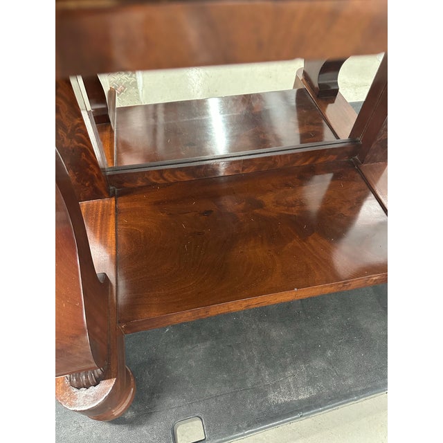 Early 19th Century Antique French Empire Style Flame Mahogany Console Table With Mirror. For Sale - Image 5 of 12