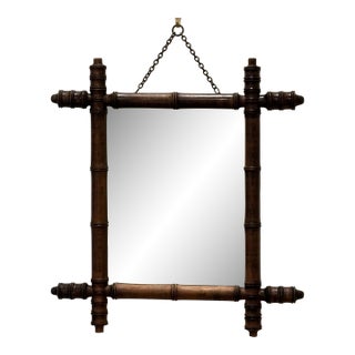 Antique French Faux Bamboo Wall Mirror, Petite Turned Wood Frame #3 of 3 Similar Mirrors Listed For Sale