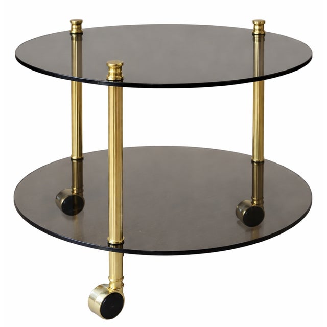 French Brass and Smoked Glass Coffee Table, 1970s For Sale - Image 6 of 6