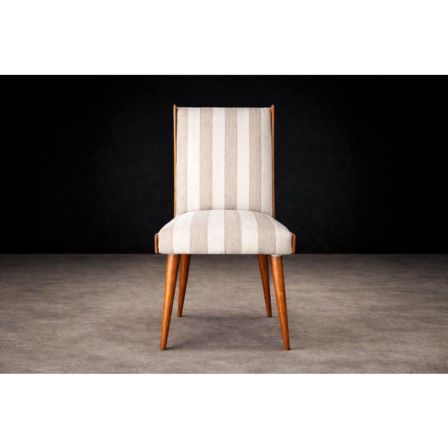 Brazilian Modern Set of Eight Dining Chairs in Caviúna Wood & Fabric, Giuseppe Scapinelli, Brazil, 1950s For Sale - Image 15 of 18