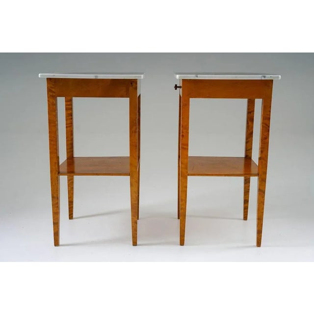 Swedish Birch and Marble Bedside Tables, 1930s, Set of 2 For Sale - Image 6 of 17