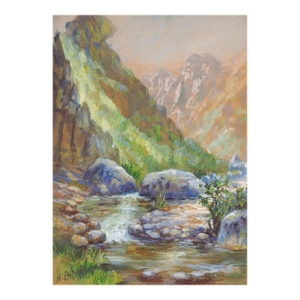 Early 20th Century Mountain Stream Landscape Painting