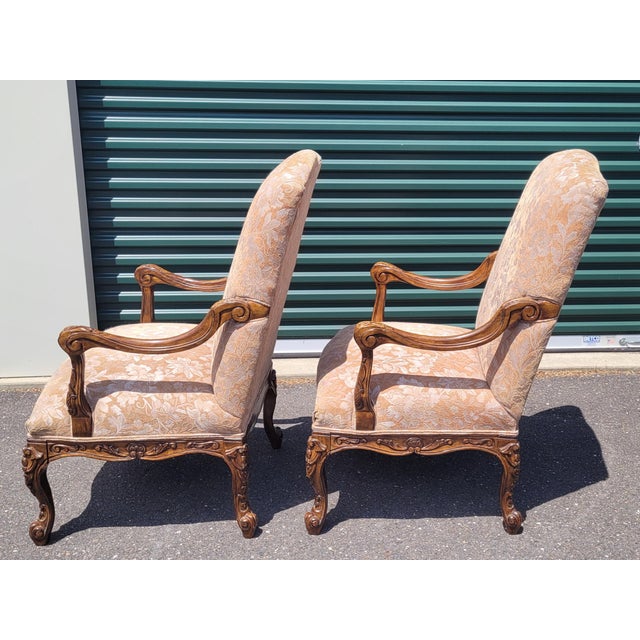 1990s Fine Pair of Large High Back Georgian Style Armchairs For Sale - Image 11 of 12