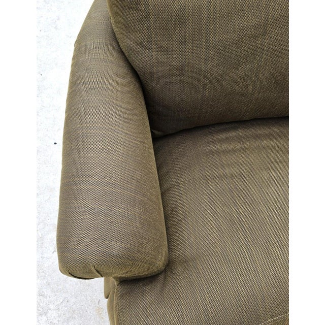 Textile Paul Robert English Roll Arm Swivel Club Chair Skirted Lounge Olive Green For Sale - Image 7 of 10