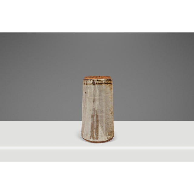 Mid-Century Modern Large Mid-Century Japanese Modern Stoneware Studio Pottery Glazed Vase / Vessel, Japan, C. 1970s For Sale - Image 3 of 15