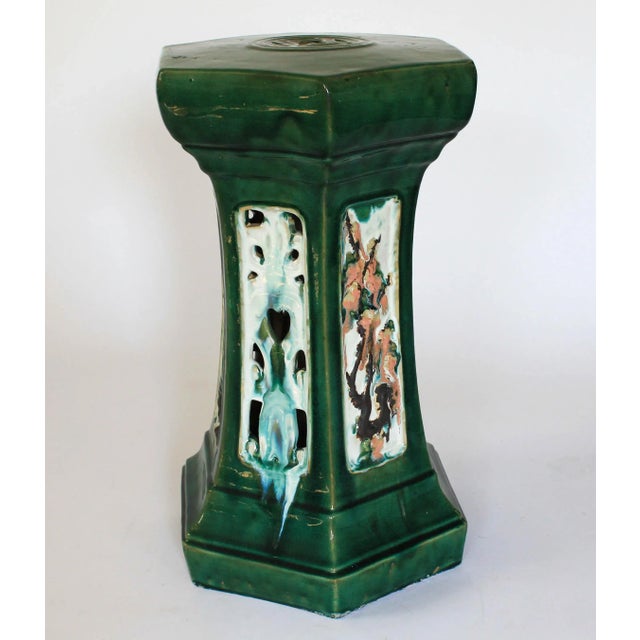 Chinoiserie Asian Pedestal Garden Stool For Sale - Image 3 of 11