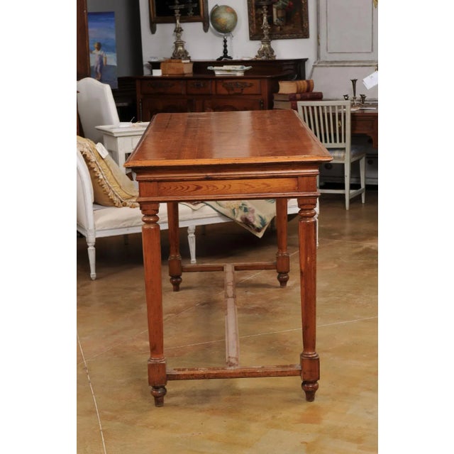 French French Louis XVI Style 20th Century High Bar Pine Table With Cylindrical Legs For Sale - Image 3 of 13