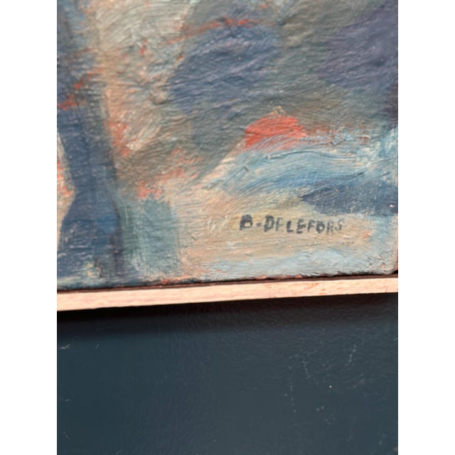 Bengt Delefors, Blue Composition, 1950s, Oil on Canvas, Framed For Sale - Image 9 of 18