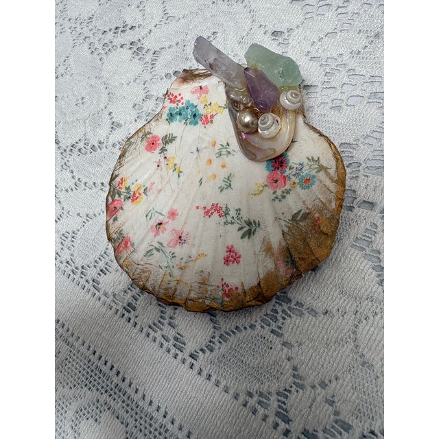 Shabby Chic Natural Handcrafted Shell Trinket Tray For Sale - Image 3 of 7