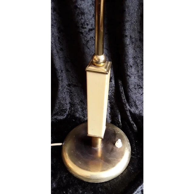 Vintage Art Deco Brass Frame with Cream Colored Plastic and Glass shade Adjustable Desk Lamp, 1930s For Sale - Image 3 of 6