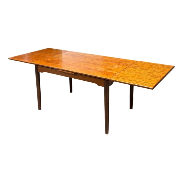 Vintage Danish Teak Draw Leaf Mid Century Modern Dining Table For Sale