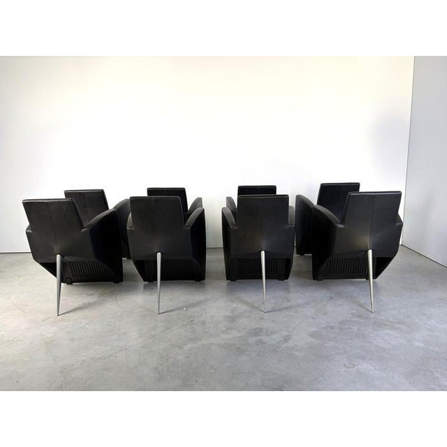 Black J. Lang Armchairs by Philippe Starck for Aleph, 1980s, Set of 8 For Sale - Image 8 of 17