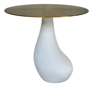 Revelation Modern White and Satin Brass Ghost Accent Table