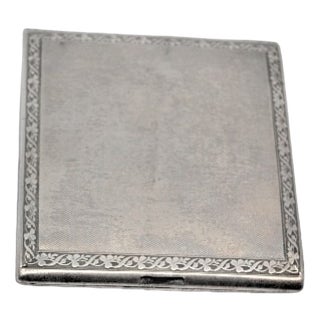 Guilloche Silver Cardboard Box with a Square Shape. For Sale