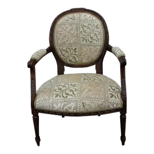 19th Century French Louis Style Walnut Carved Side Accent Armchair