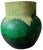 A bold and sculptural 1970s earthenware vase featuring hand-applied green drip decoration over a warm chartreuse ground....