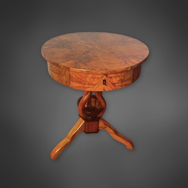 Brown Biedermeier Walnut Side Table with Swans, 1820 For Sale - Image 8 of 13