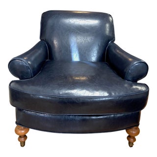 Tcs Designs Blue Vegan Leather Chair For Sale