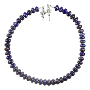 Rondelles of Smooth Lapis Lazuli 21-Inch Necklace