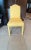 Set of 4 The Charles Stewart Company Upholstered Parsons Dining Chairs. Yellow with salmon piping trim. Very comfortable.