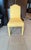 Set of 4 The Charles Stewart Company Upholstered Parsons Dining Chairs. Yellow with salmon piping trim. Very comfortable.