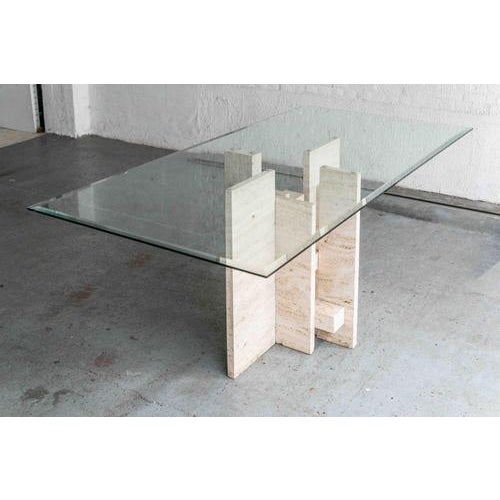 Glass & Travertine Dining Table by Willy Ballez For Sale - Image 9 of 18