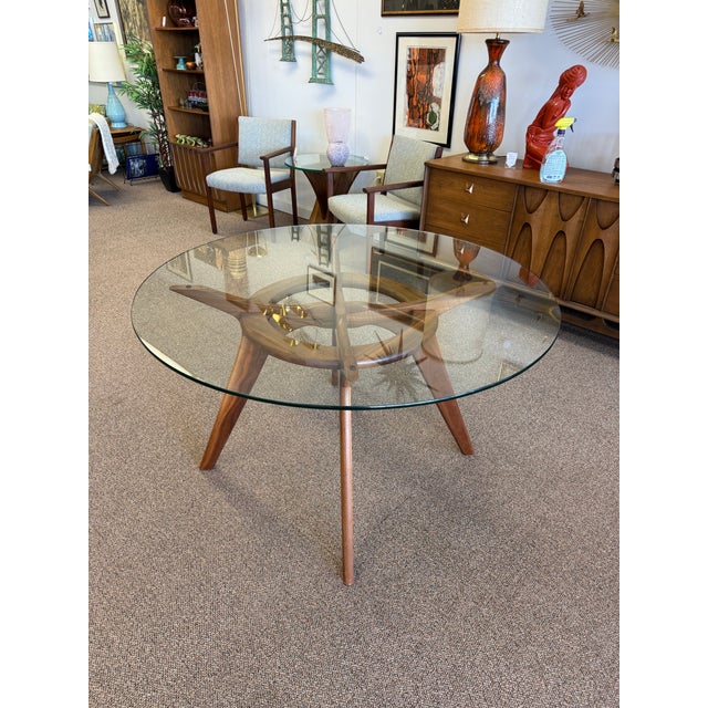 1960s Mid Century Modern Walnut Compass Dining Set by Adrian Pearsall for Craft Associates - Set of 5 For Sale - Image 6 of 12