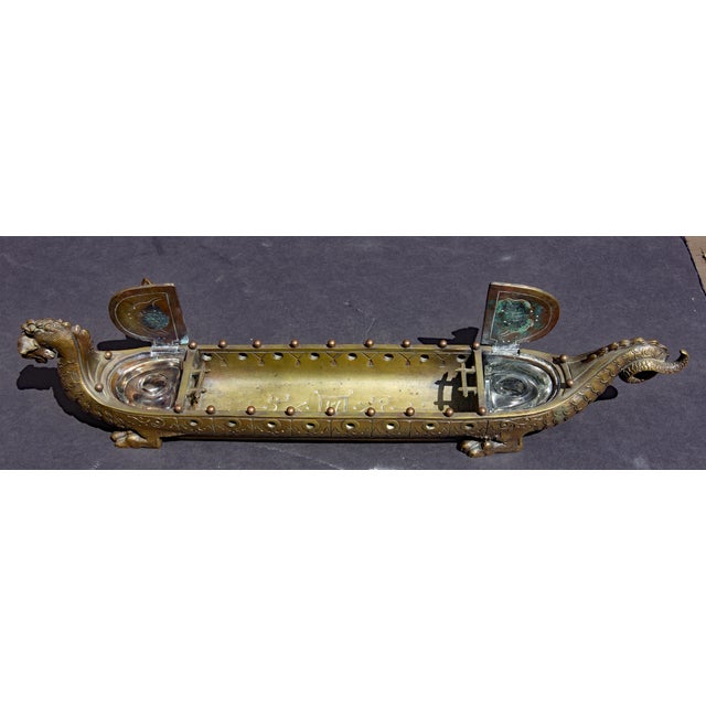 Bronze Chinese Dragon Boat Inkwell 19th Century For Sale - Image 4 of 7