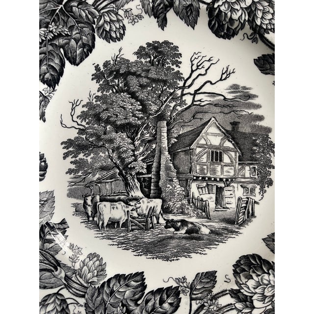 English Antique Copeland Black English Transferware Plate For Sale - Image 3 of 10
