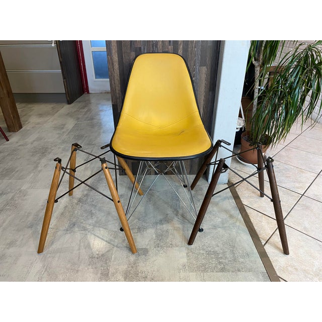 Vintage Yellow Vinyl-Covered Fiberglass Chair by Charles and Ray Eames for Herman Miller, 1950s For Sale - Image 13 of 18