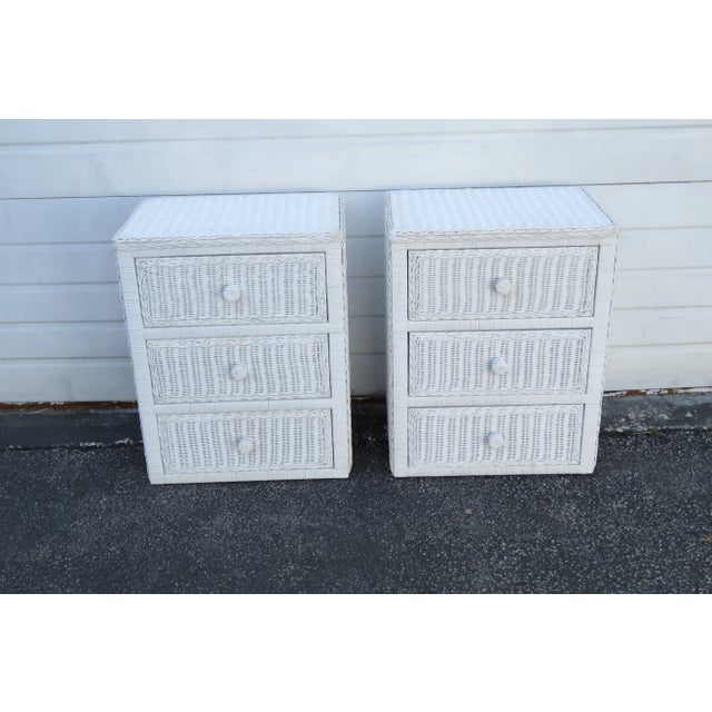 Painted Bamboo Hollywood Regency Nightstands Side End Tables - Pair For Sale - Image 4 of 13