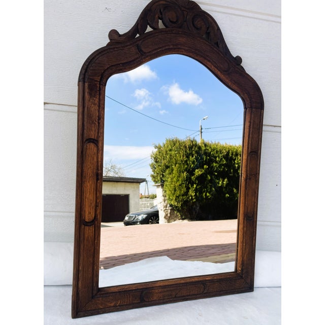 Neo-Baroque Mirror in Oak Frame with Wave Pattern, 1930s For Sale - Image 3 of 12