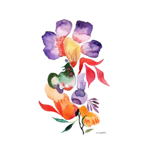 Floral Botanical Abstract 'Fairy's Jewel' Original Watercolor