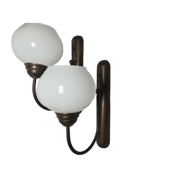 The wall lamp was produced in Poland in the 1950s. It is preserved in good condition. Up to 250V (Europe/UK Standard).The...