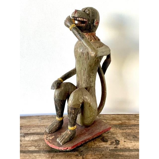 Vintage Monumental Hand Carved Monkey For Sale - Image 4 of 12