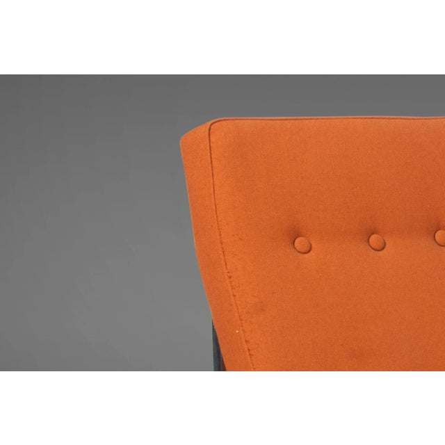 1960s Three Seat Sofa Bench in Original Orange Upholstery on a Chrome Base After Florence Knoll, circa 1960s For Sale - Image 5 of 13