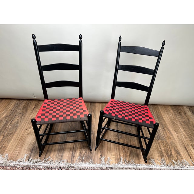 1980s Vintage Pair of Mt. Lebanon Shaker No. 2 Tape Seat Rockers | Chairish